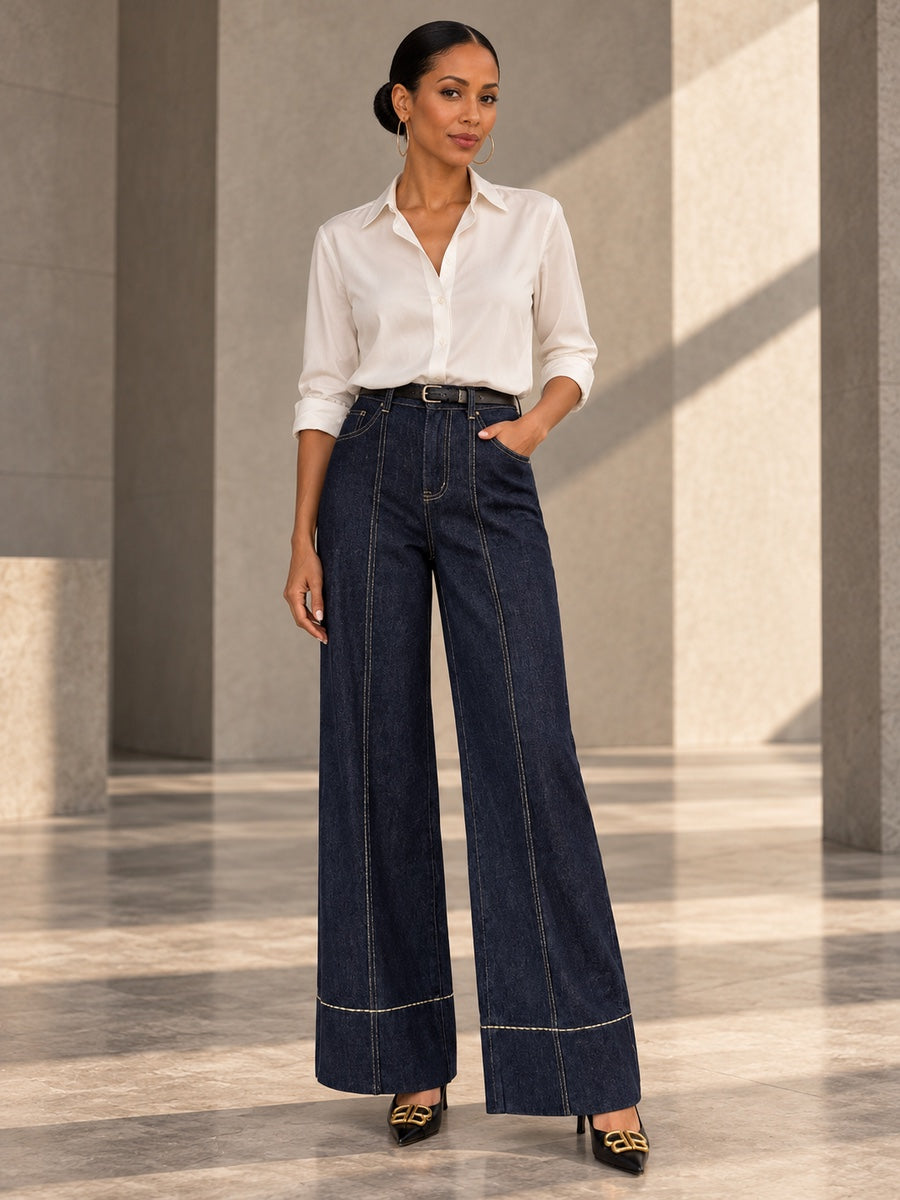 High Waisted Wide Leg Pockets Jean Pants Bottoms - 192374_OL_F1_v20261008