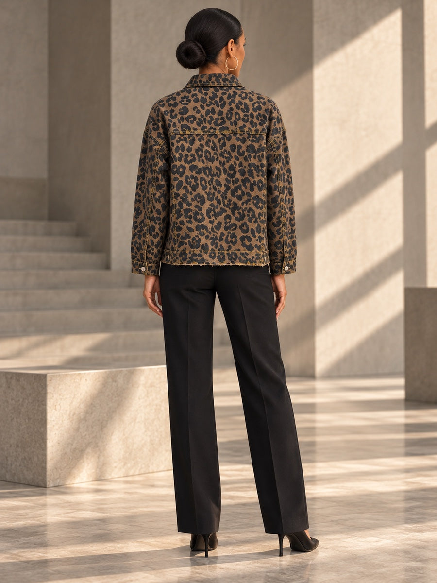 Long Sleeves Loose Buttoned Fringed Leopard Pockets Lapel Jackets Outerwear - 144169_B1_v20261008