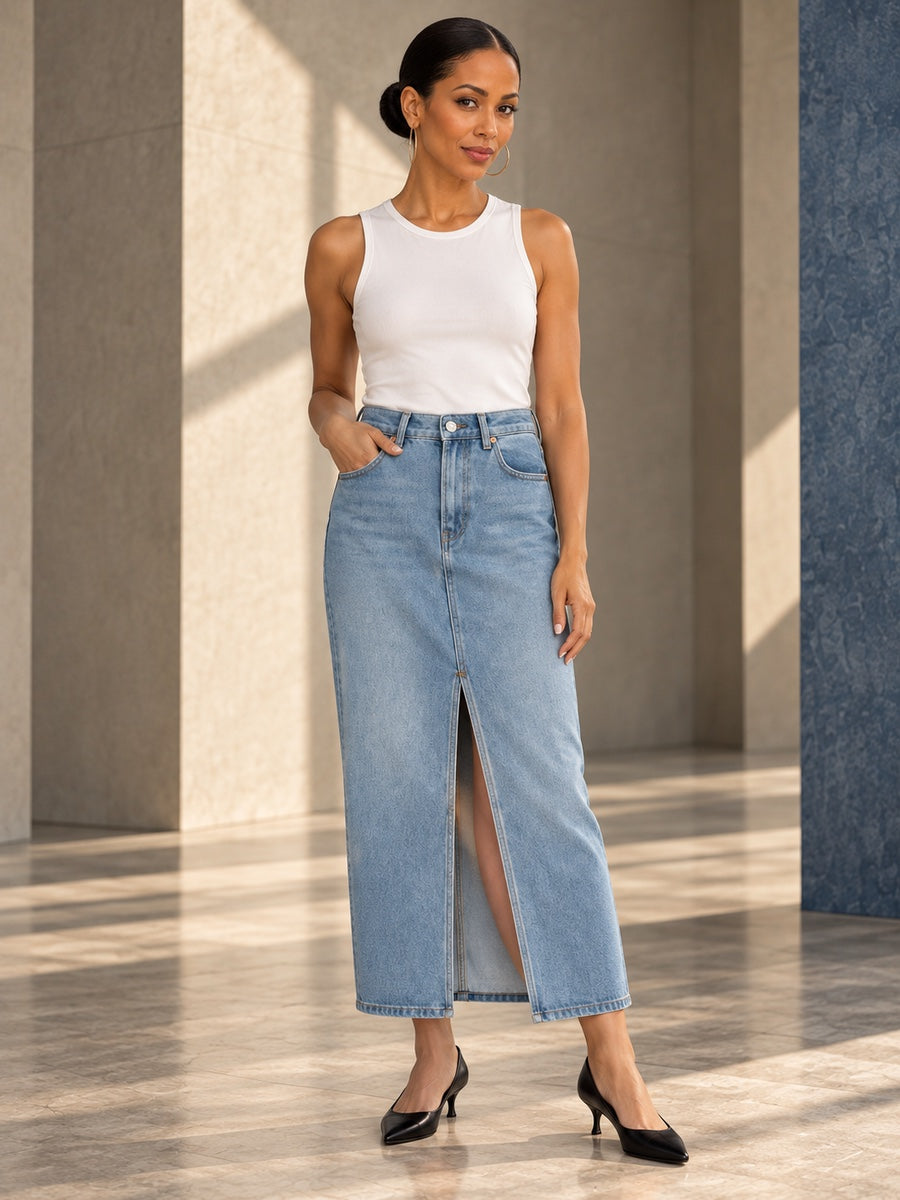 High Waisted Skinny Split-Front Skirts Bottoms - 131080_OL_F1_v20261008