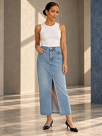 High Waisted Skinny Split-Front Skirts Bottoms - 131080_OL_F1_v20261008