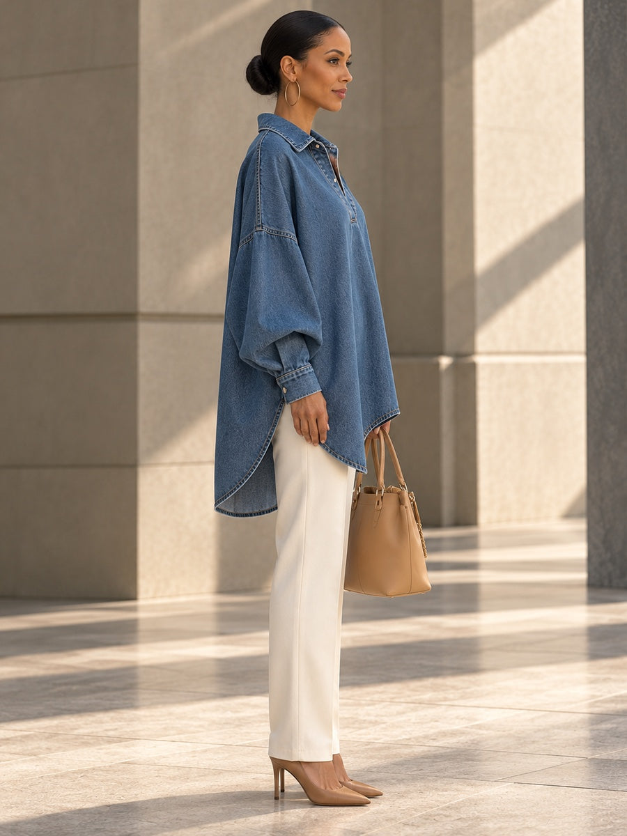 Long Sleeves Loose Buttoned Solid Color Lapel Blouses&Shirts Tops - 202265_S1_v20261008
