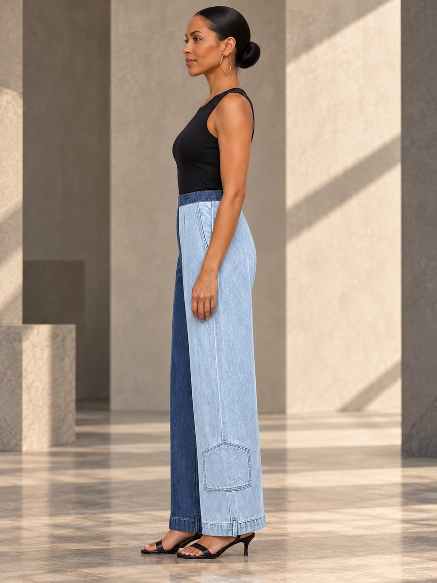 Loose Wide Leg Contrast Color Pockets Jean Pants Bottoms - 204819_S1_v20261008
