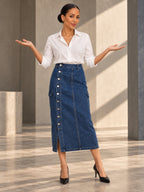 Loose Buttoned Pockets Split-front Long Skirts Skirts Bottoms - 140934_CF_F3_v20261008