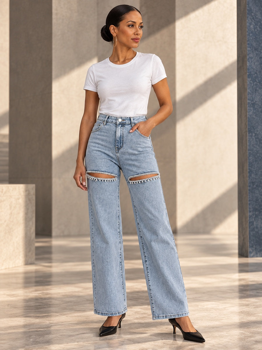 High Waisted Straight Leg Ripped Split-Joint Jean Pants Bottoms - 179965_OL_F1_v20261008