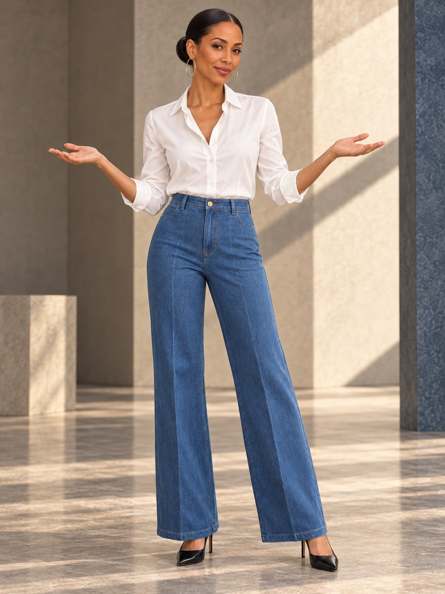 High Waisted Pockets Solid Color Jean Pants Bottoms - 194228_CF_F3_v20261008