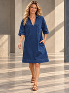 A-line Loose Pockets Solid Color Lapel Mini Dresses - 179872_CF_F1_v20261008