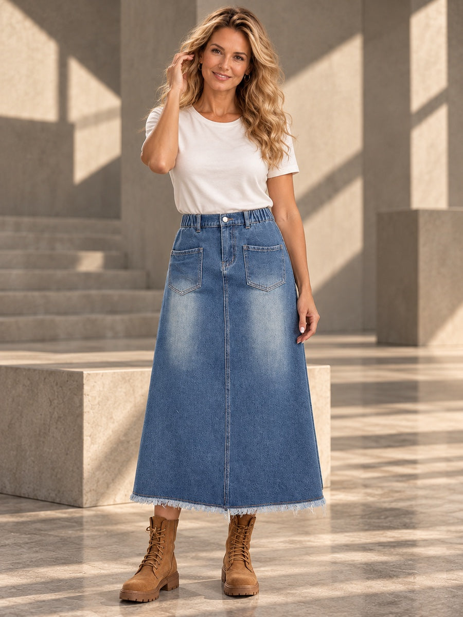 A-Line Loose Buttoned Elasticity Fringed Pockets Split-Joint Skirts Bottoms - 160961_CF_F2_v20261008