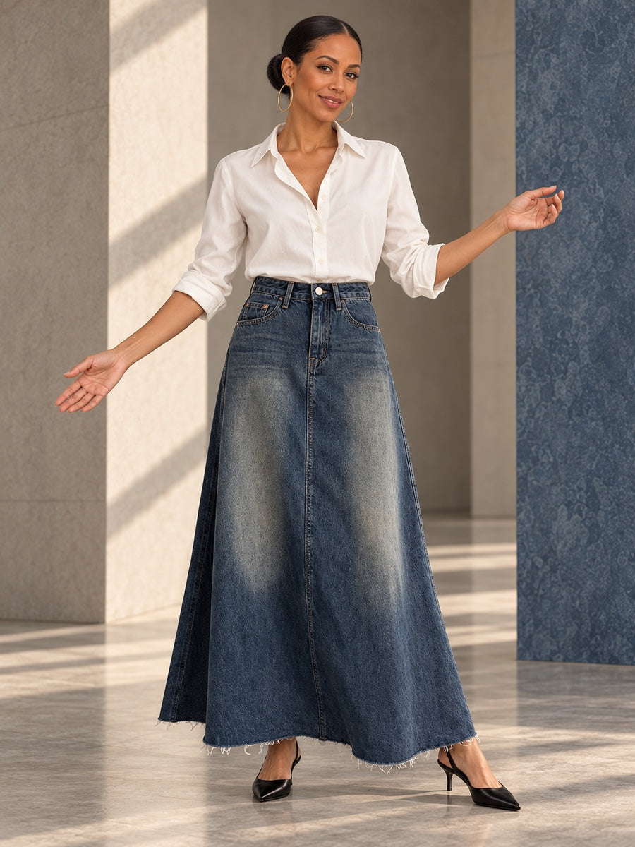 A-line High Waisted Fringed Gradient Split-Joint Long Skirts Skirts - 131781_CF_F3_v20261008