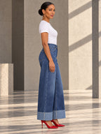 Column Loose Buttoned Solid Color Zipper Jean Pants Bottoms Trousers - 182712_S1_v20261008