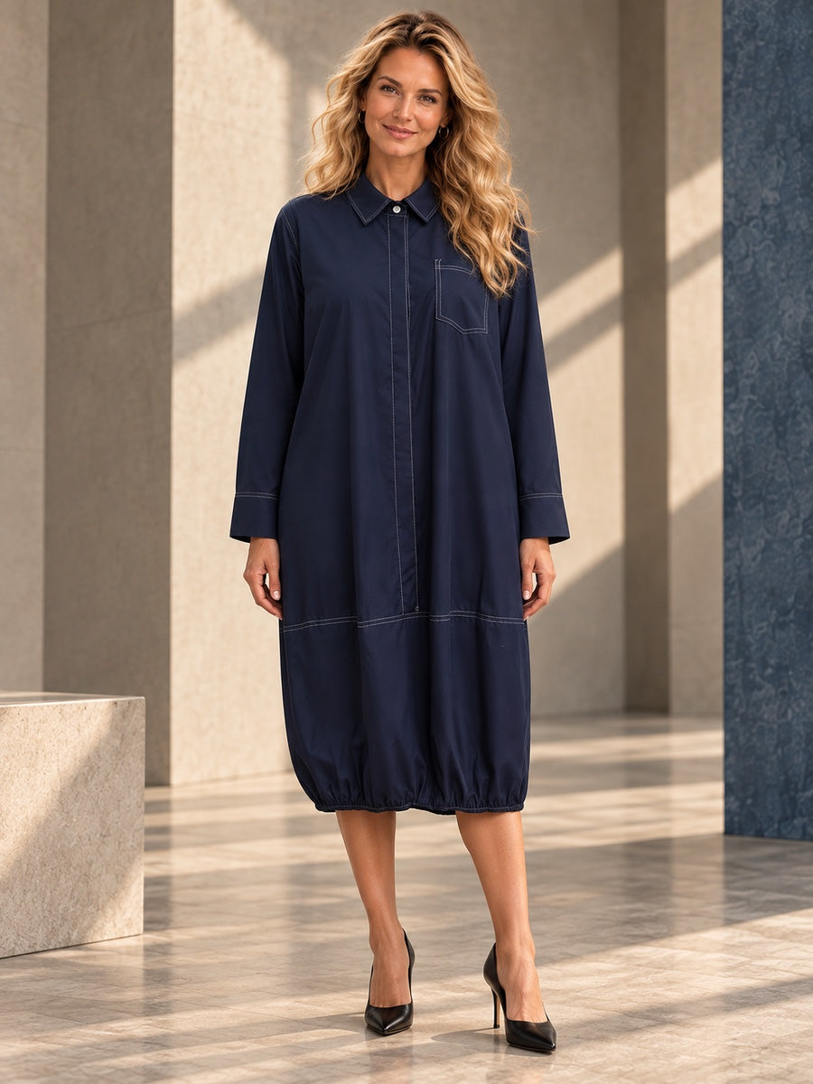 Long Sleeves Loose Buttoned Pockets Solid Color Lapel Midi Dresses - 184862_OL_F1_v20261008