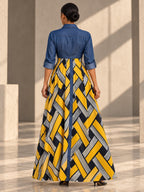 Long Sleeves Loose Buttoned Elasticity Printed Split-Joint Lapel Maxi Dresses - 127282_B1_v20261008