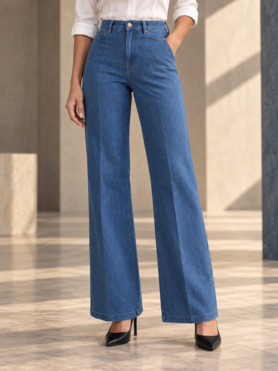 High Waisted Pockets Solid Color Jean Pants Bottoms - 194228_LOWER_v20261008