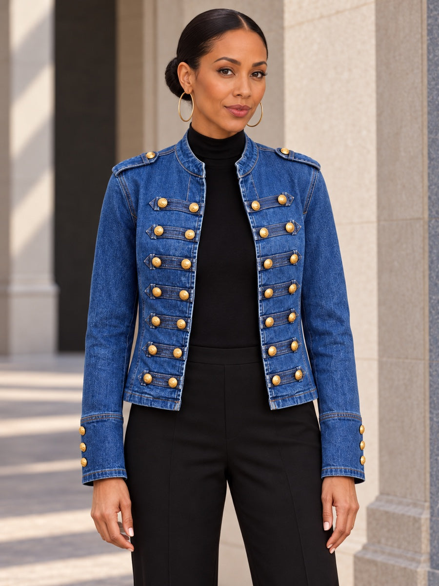 Long Sleeves Loose Buttoned Solid Color Split-Joint Mock Neck Outerwear - 211005_上半身_v04