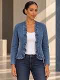 Long Sleeves Ruffled Solid Color Collarless Outerwear - 209277_OL_F1_v01
