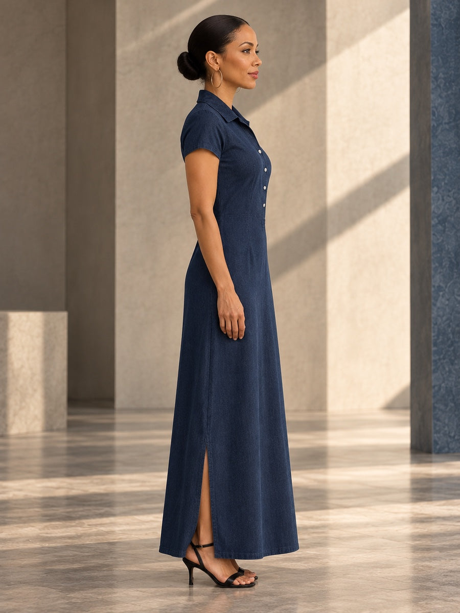 High Waisted Plus Size Buttoned Pockets Split-Side Lapel Maxi Dresses - 125517_S1_v20261008