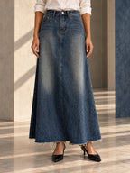 A-line High Waisted Fringed Gradient Split-Joint Long Skirts Skirts - 131781_LOWER_v20261008