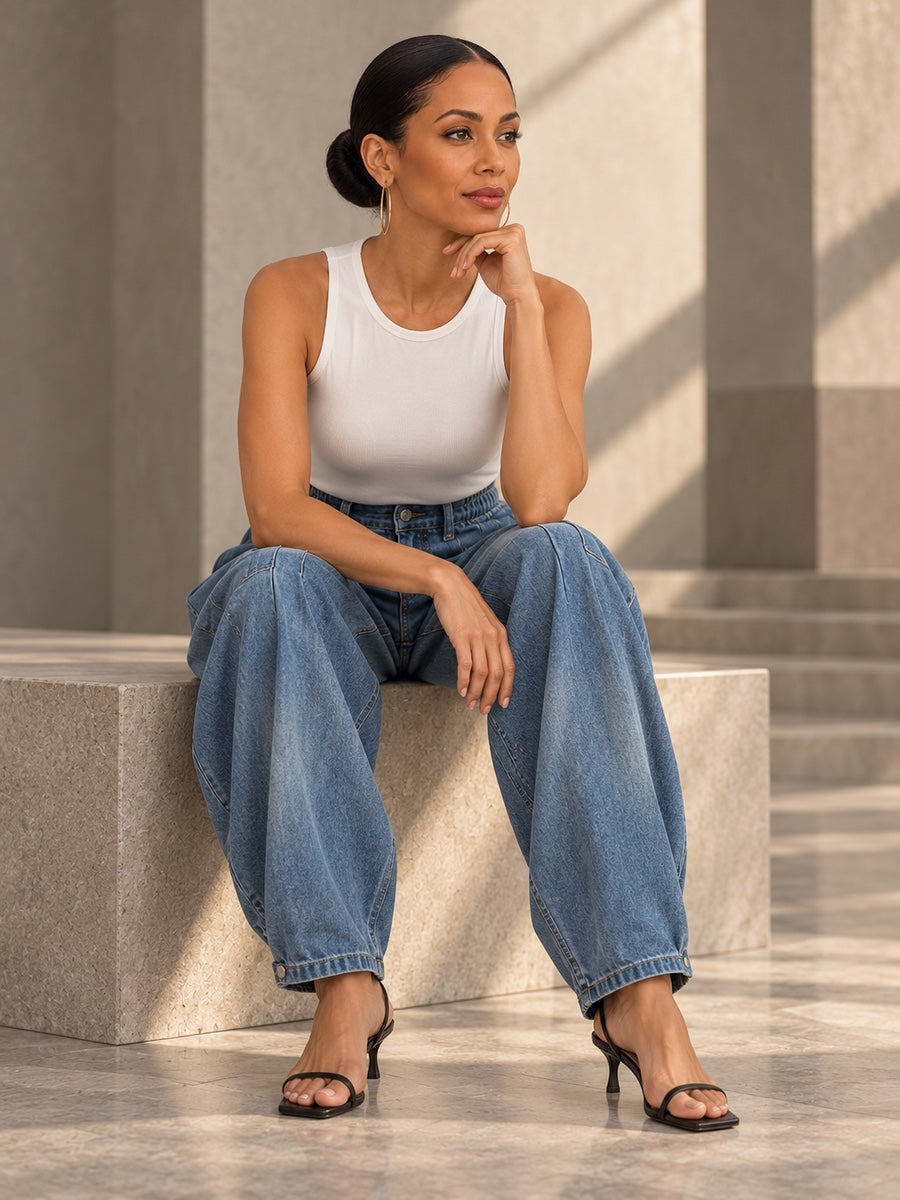Loose Elasticity Pockets Solid Color Jean Pants Bottoms Trousers - 187849_OL_F2_v20261008