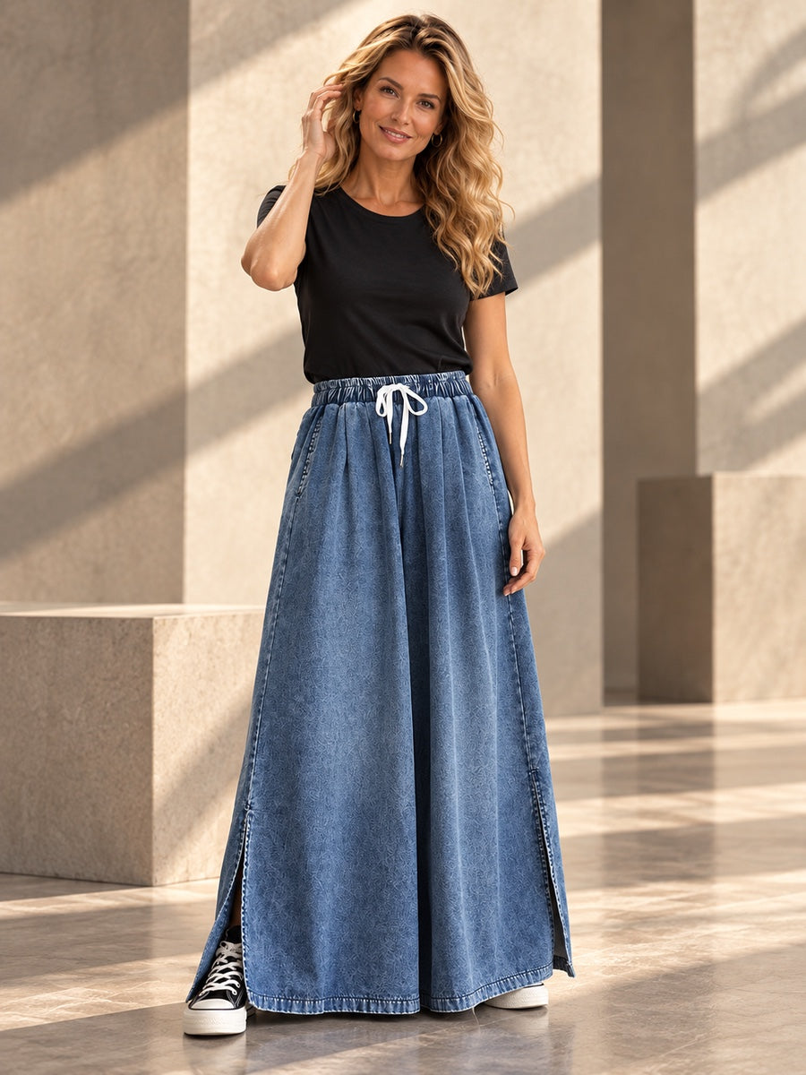 Loose Wide Leg Drawstring Split-side Jean Pants Bottoms Trousers - 160937_CF_F2_v20261008
