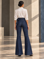 Flared Pants High Waisted Solid Color Tied Waist Jean Pants Bottoms - 154536_B1_v20261008