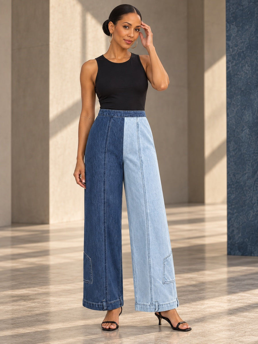 Loose Wide Leg Contrast Color Pockets Jean Pants Bottoms - 204819_CF_F2_v20261008