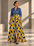 Long Sleeves Loose Buttoned Elasticity Printed Split-Joint Lapel Maxi Dresses - 127282_OL_F1_v20261008