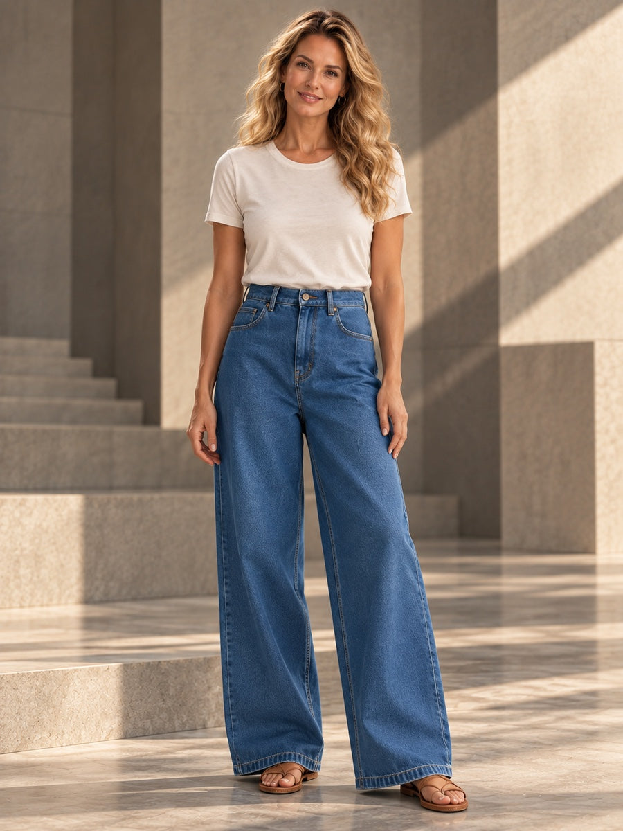 Loose Wide Leg Pockets Solid Color Jean Pants Bottoms - 202212_OL_F1_v20261008