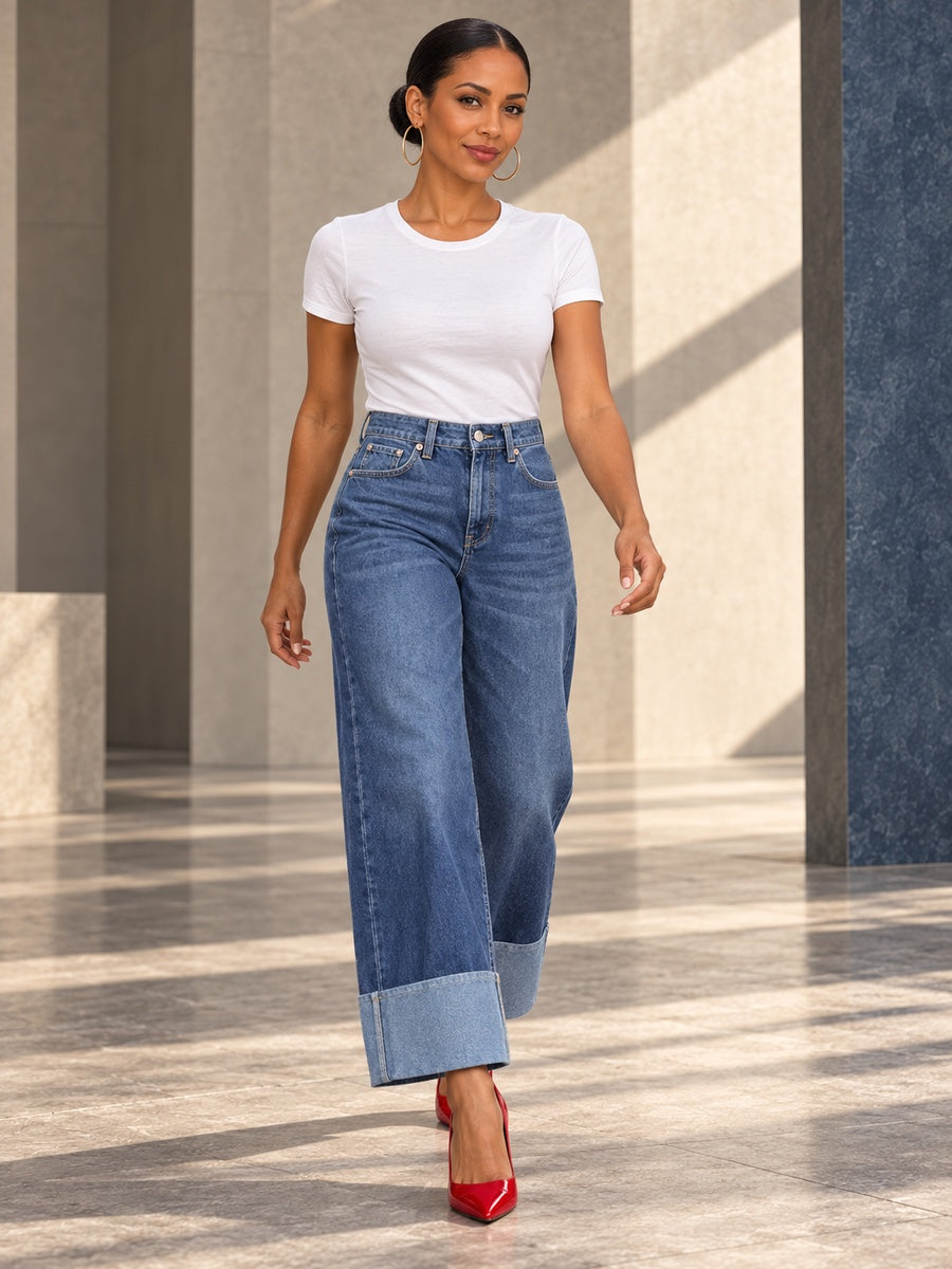 Column Loose Buttoned Solid Color Zipper Jean Pants Bottoms Trousers - 182712_CF_F1_v20261008