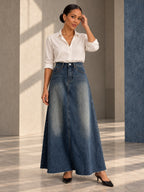 A-line High Waisted Fringed Gradient Split-Joint Long Skirts Skirts - 131781_CF_F2_v20261008