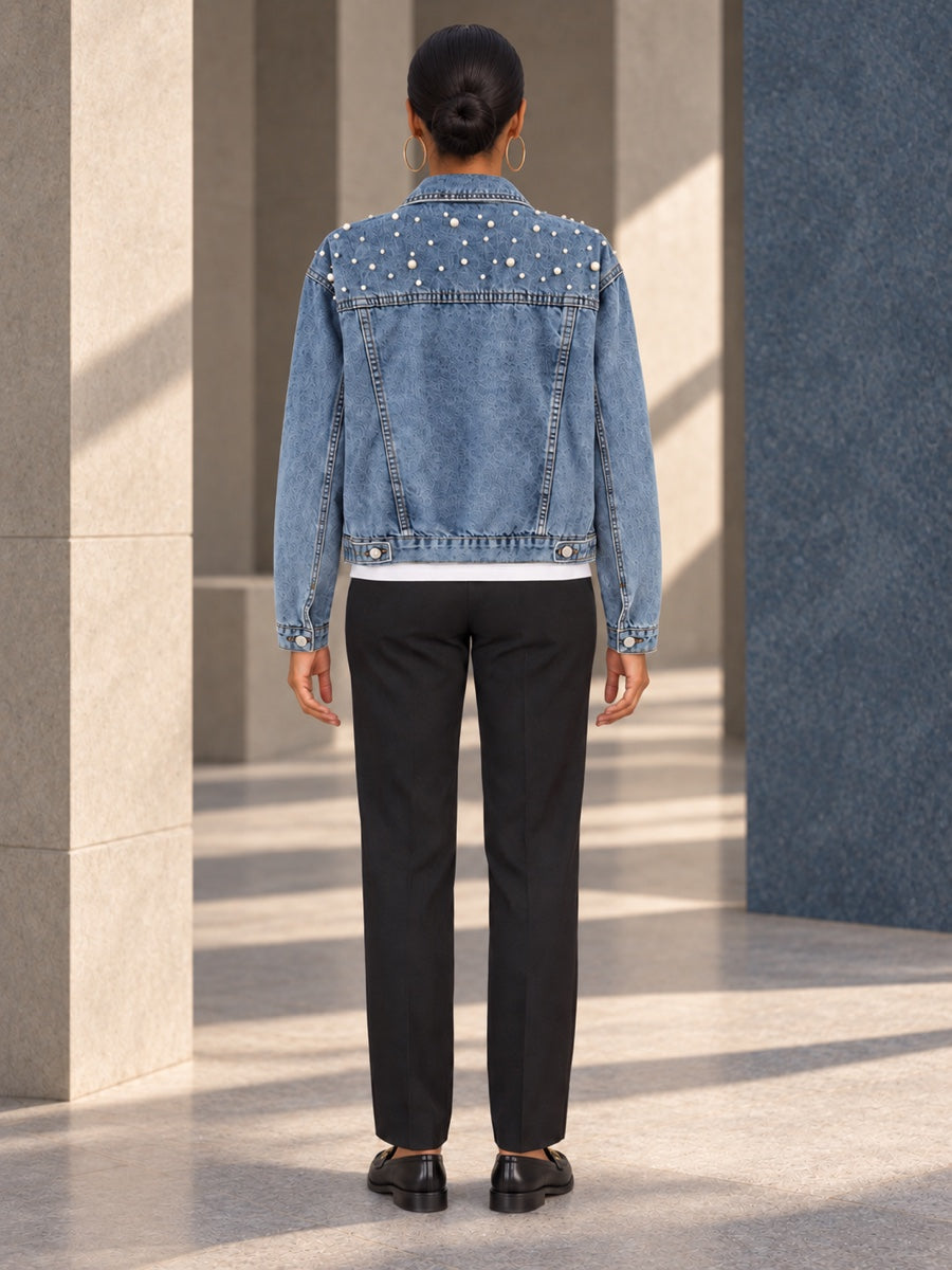 Long Sleeves Split-Joint Lapel Denim Jackets - 127145_B1_v01