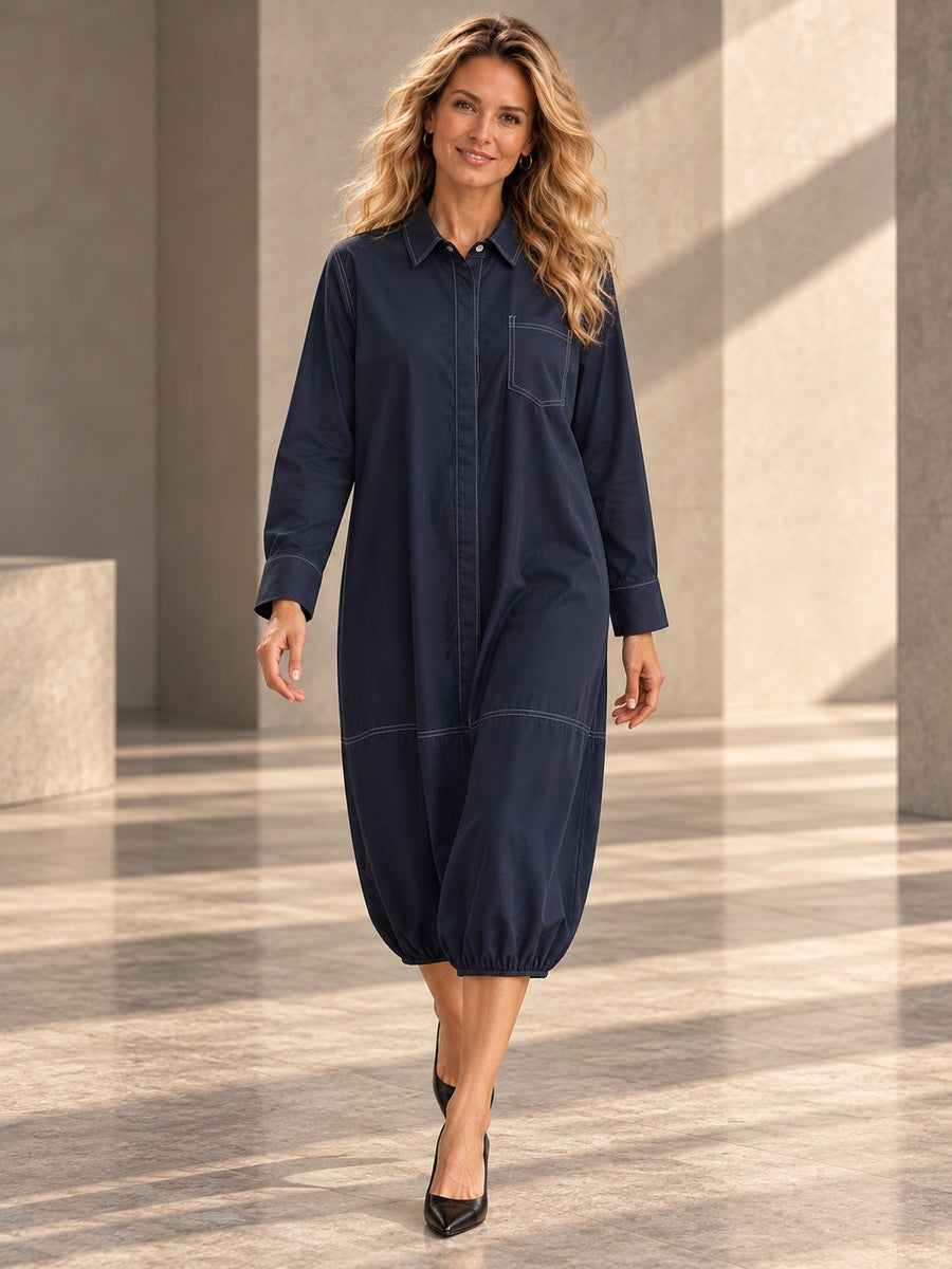 Long Sleeves Loose Buttoned Pockets Solid Color Lapel Midi Dresses - 184862_CF_F1_v20261008