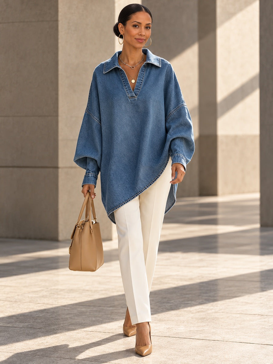 Long Sleeves Loose Buttoned Solid Color Lapel Blouses&Shirts Tops - 202265_CF_F1_v20261008