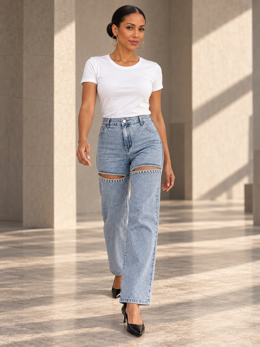 High Waisted Straight Leg Ripped Split-Joint Jean Pants Bottoms - 179965_CF_F1_v20261008
