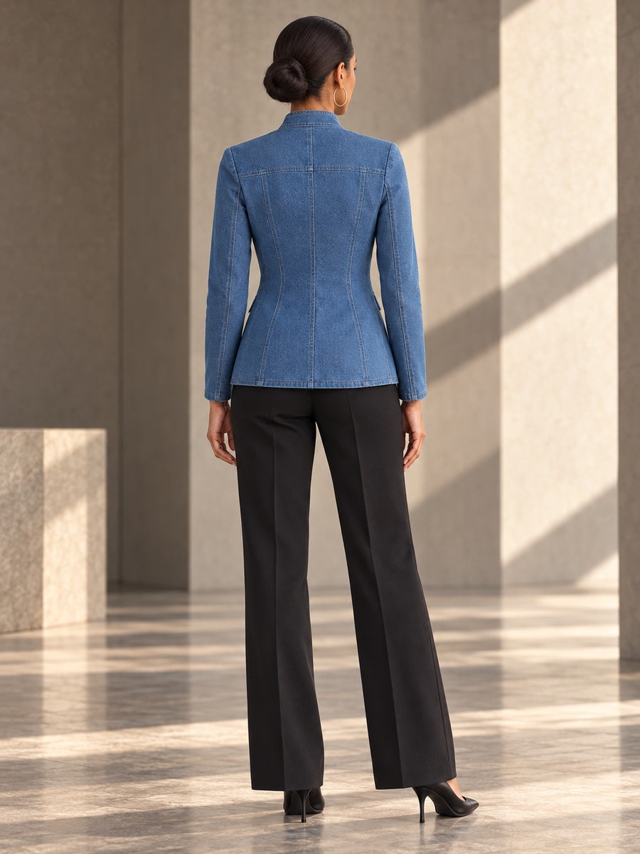 Long Sleeves Buttoned Pockets Solid Color Stand Collar Outerwear - 194229_B1_v20261008