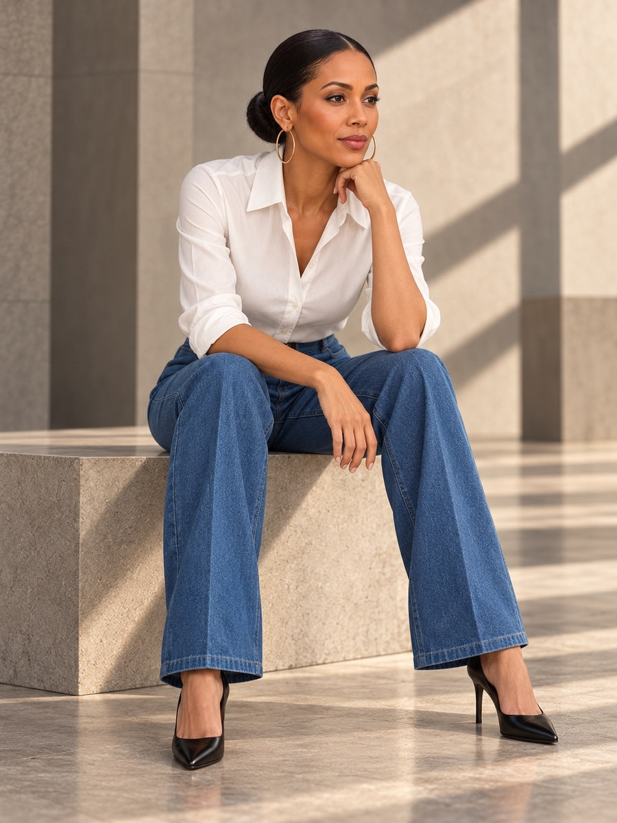 High Waisted Pockets Solid Color Jean Pants Bottoms - 194228_OL_F2_v20261008