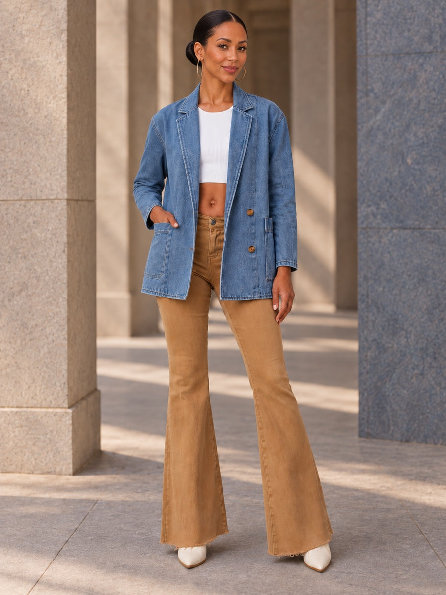 Long Sleeves Loose Buttoned Pockets Notched Collar Outerwear - 211610_CF_F1_v01