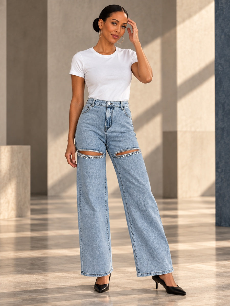 High Waisted Straight Leg Ripped Split-Joint Jean Pants Bottoms - 179965_CF_F2_v20261008
