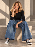 High Waisted Loose Elasticity Pleated Pockets Jean Pants Bottoms - 174442_OL_F2_v20261008