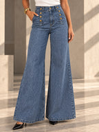 High Waisted Loose Buttoned Split-Joint Jean Pants Bottoms - 181060_LOWER_v20261008