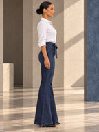 Flared Pants High Waisted Solid Color Tied Waist Jean Pants Bottoms - 154536_S1_v20261008