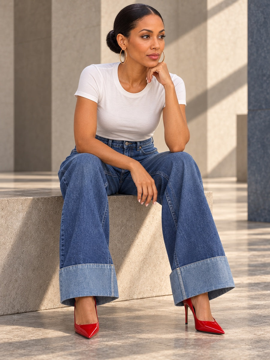 Column Loose Buttoned Solid Color Zipper Jean Pants Bottoms Trousers - 182712_OL_F2_v20261008