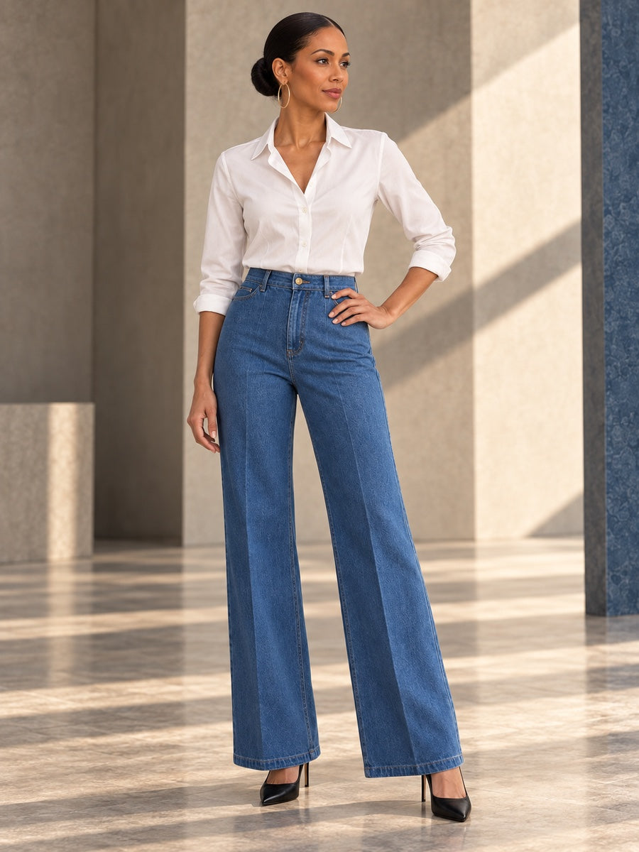 High Waisted Pockets Solid Color Jean Pants Bottoms - 194228_OL_F3_v20261008