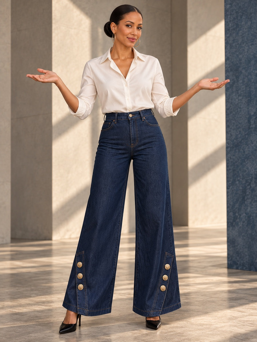 Wide Leg Buttoned Pockets Split-Joint Jean Pants Bottoms - 210434_CF_F3_v20261008