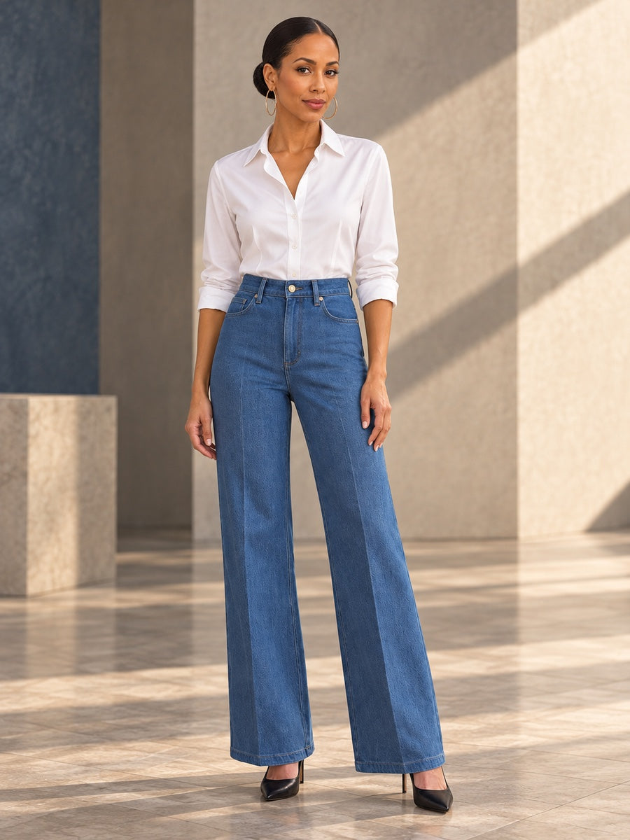 High Waisted Pockets Solid Color Jean Pants Bottoms - 194228_OL_F1_v20261008