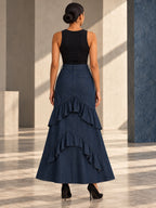 Bodycon High Waisted Ruffled Solid Color Split-Joint Skirts Bottoms - 194357_B1_v20261008