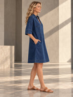 A-line Loose Pockets Solid Color Lapel Mini Dresses - 179872_S1_v20261008