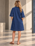 A-line Loose Pockets Solid Color Lapel Mini Dresses - 179872_B1_v20261008