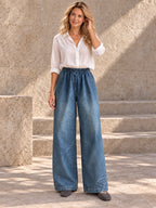 Loose Wide Leg Contrast Color Elasticity Pockets Jean Pants Bottoms - 152980_CF_F2_v01