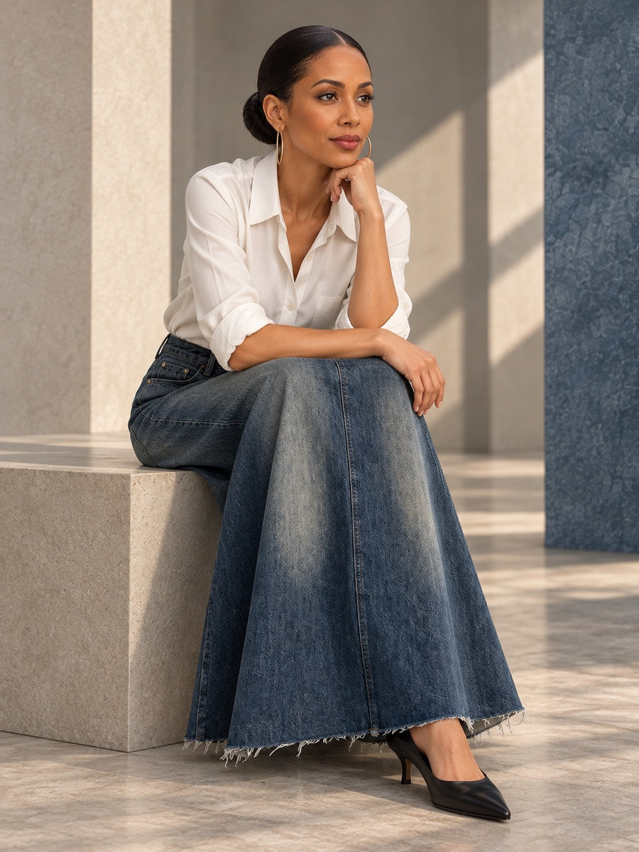 A-line High Waisted Fringed Gradient Split-Joint Long Skirts Skirts - 131781_OL_F2_v20261008