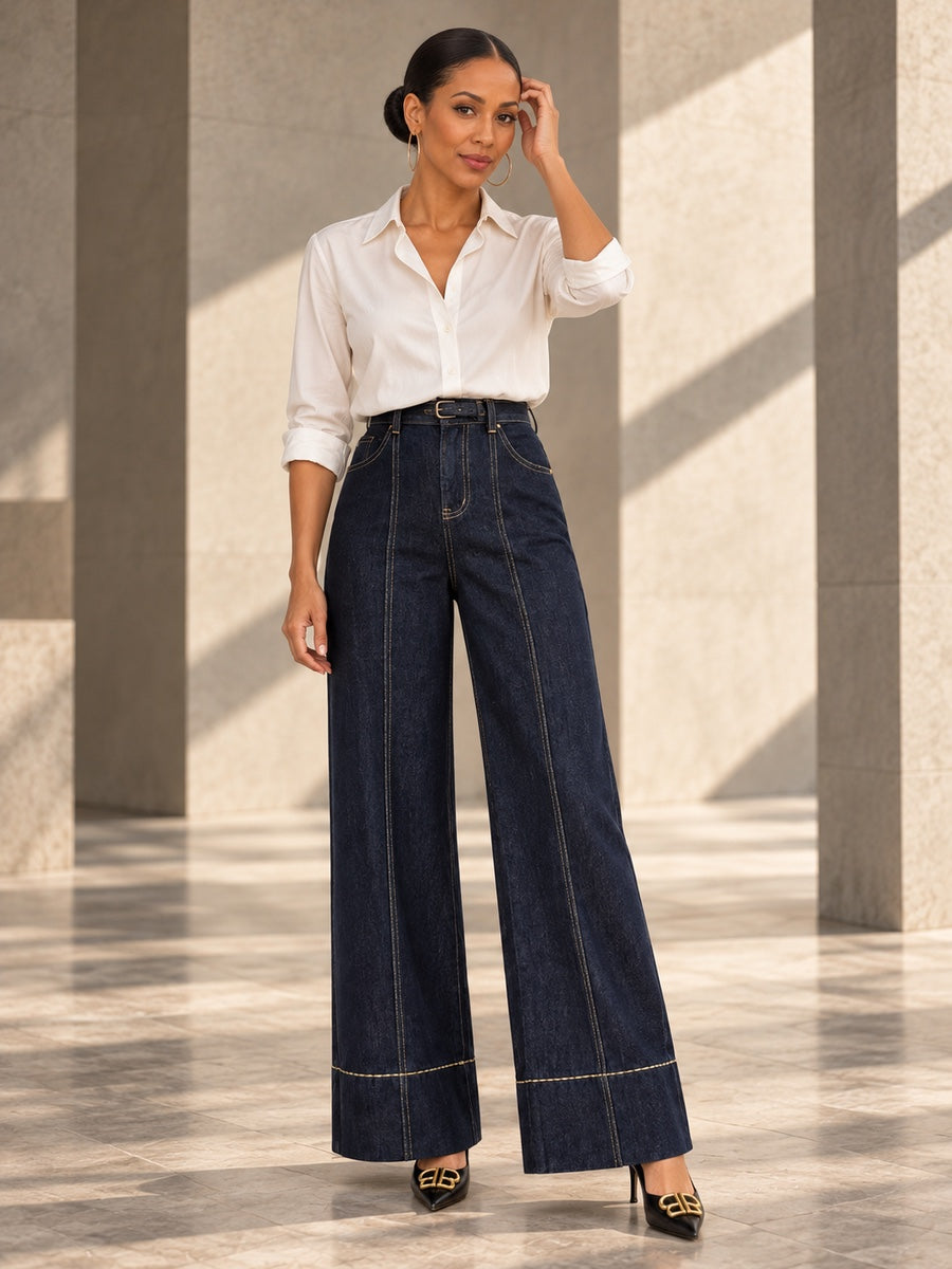High Waisted Wide Leg Pockets Jean Pants Bottoms - 192374_CF_F2_v20261008